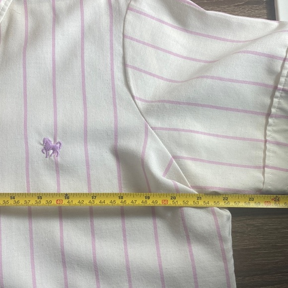 Womens Vintage 70’s Large Cream and Lavender Striped Button Down Shirt - Picture 5 of 9